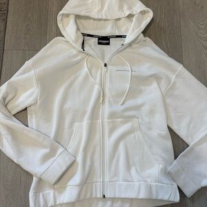 Alphalete Oversized White Zip-Up Hoodie